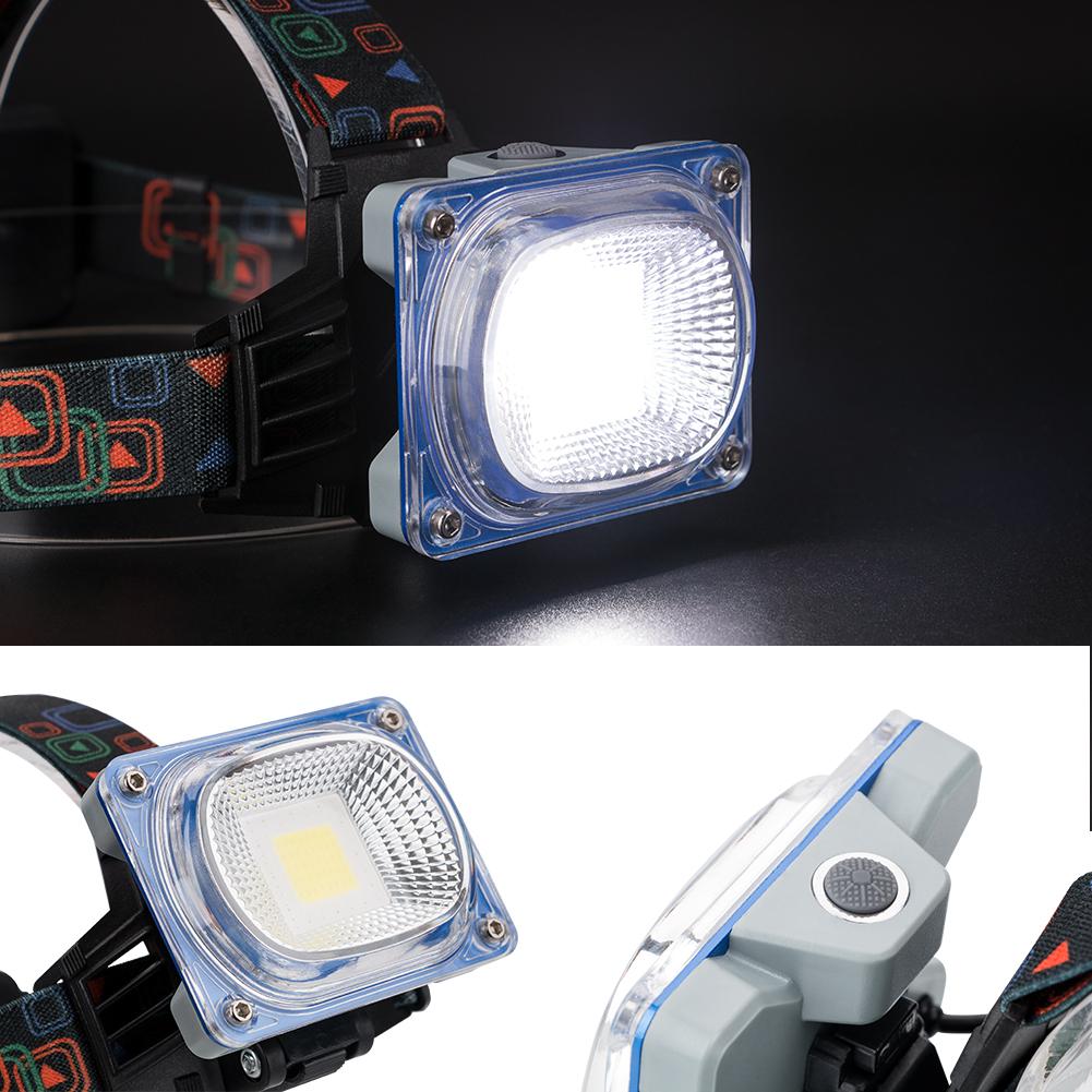 Wide Angle Headlamp 3 Modes USB Rechargeable  Camping COB LED