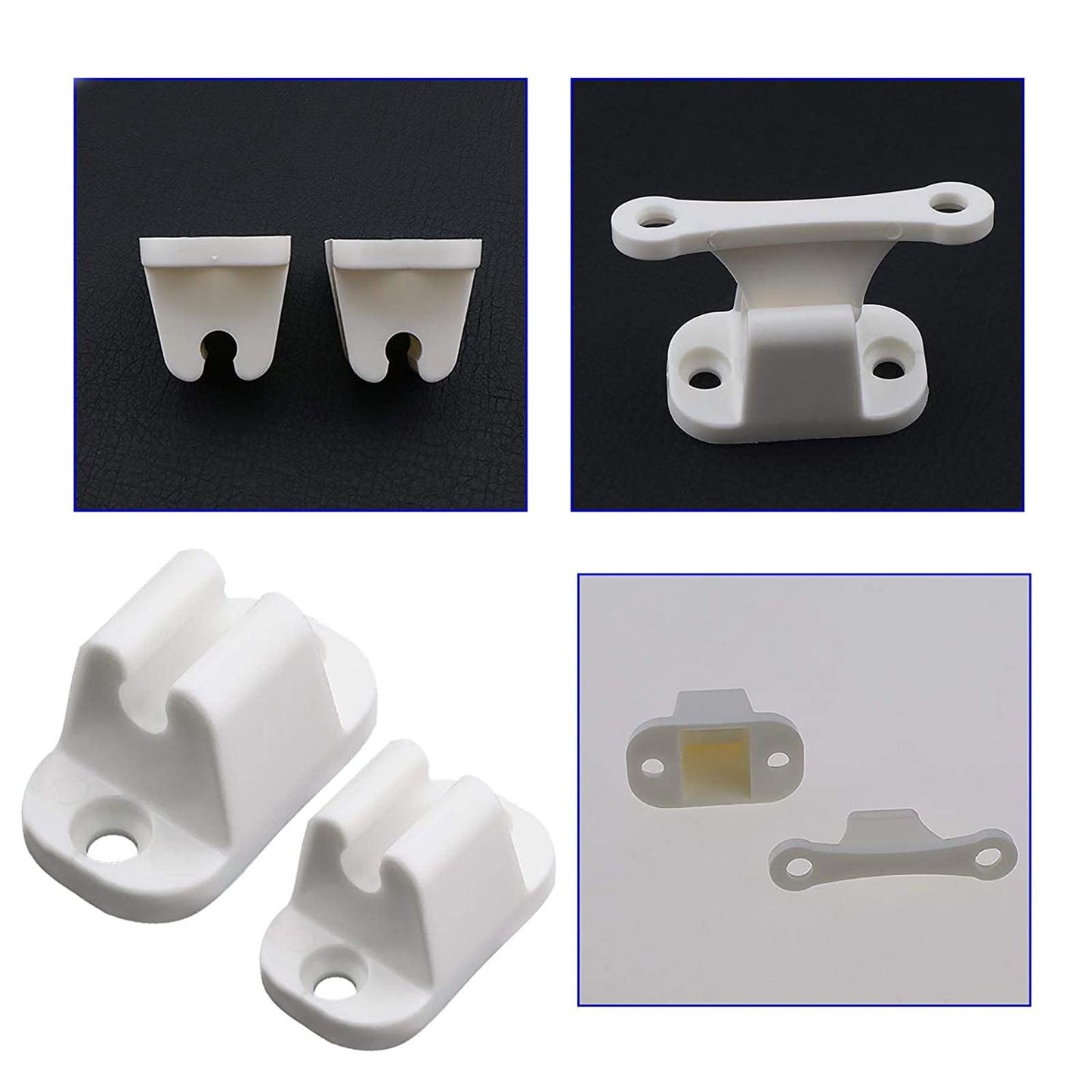 2x Caravan RV Motorhome Camper Main Door Gate Push Catch Retainer Clip Holder Stay Spacer Caravan Boat Accessories White Nylon