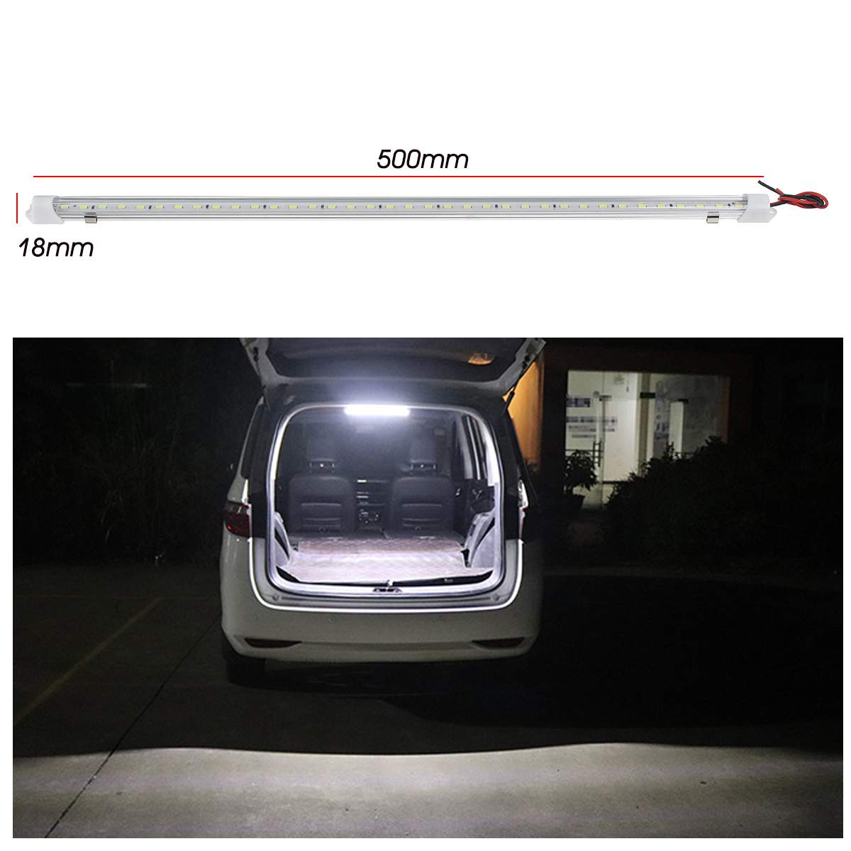 4pcs 30cm 50cm 12V 24V LED Car Interior Light Bar Bright White Light Tube Switch for RV Camper Boat Van Lorry Truck Caravan