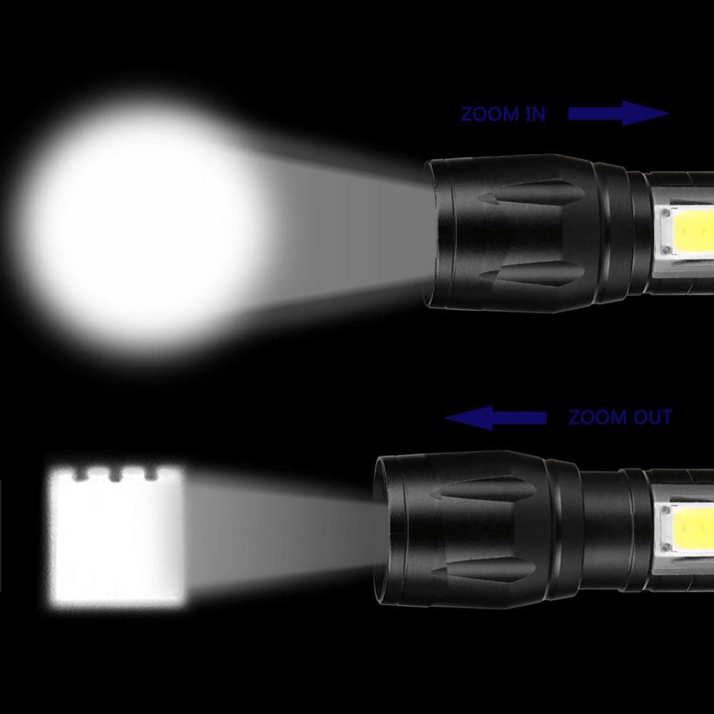 Portable Mini LED Flashlight XPE COB Flashlight with 3 Modes Rechargeable Zoom Flashlight Light Waterproof Camping Light