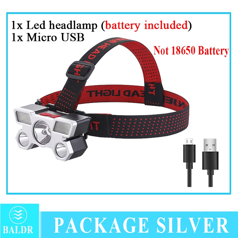 USB Rechargeable Headlamp Portable 5LED Headlight Built in Battery Torch Portable Working Light Fishing Camping Head Light