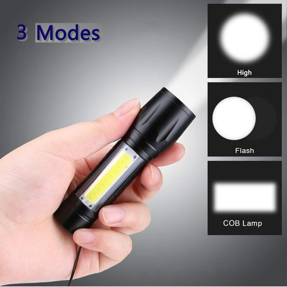 Portable Rechargeable Zoom LED Flashlight XP-G Q5 Flash Light Torch Lantern 3 Lighting Modes Camping Light Mini Led Flashlight