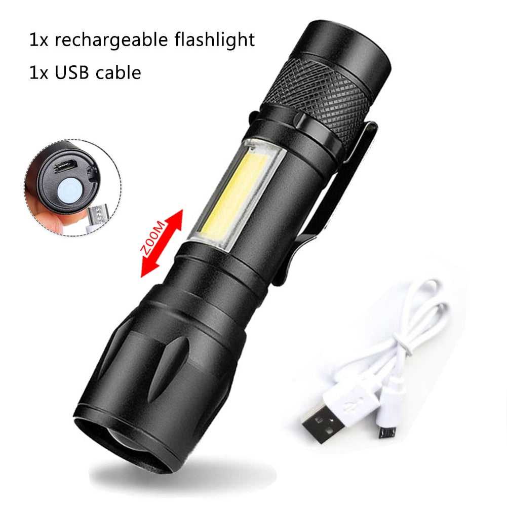 Portable Rechargeable Zoom LED Flashlight XP-G Q5 Flash Light Torch Lantern 3 Lighting Modes Camping Light Mini Led Flashlight