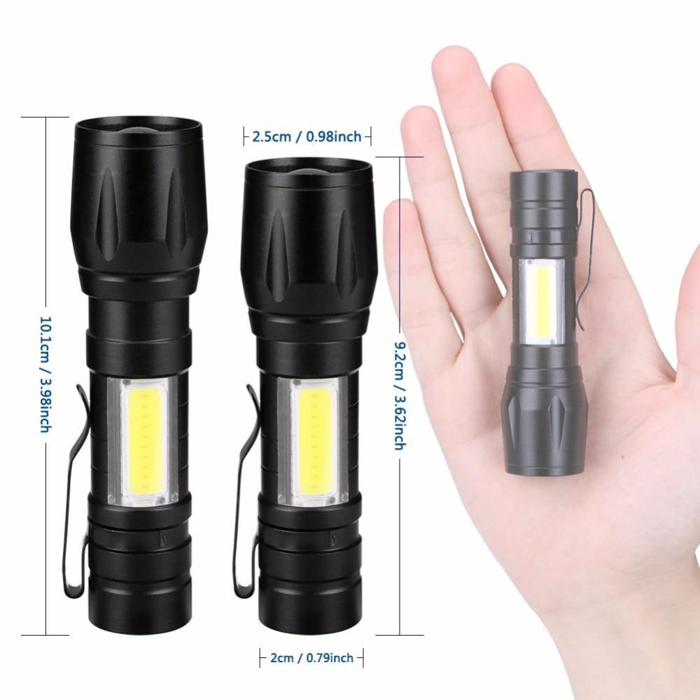 Portable Mini LED Flashlight XPE COB Flashlight with 3 Modes Rechargeable Zoom Flashlight Light Waterproof Camping Light