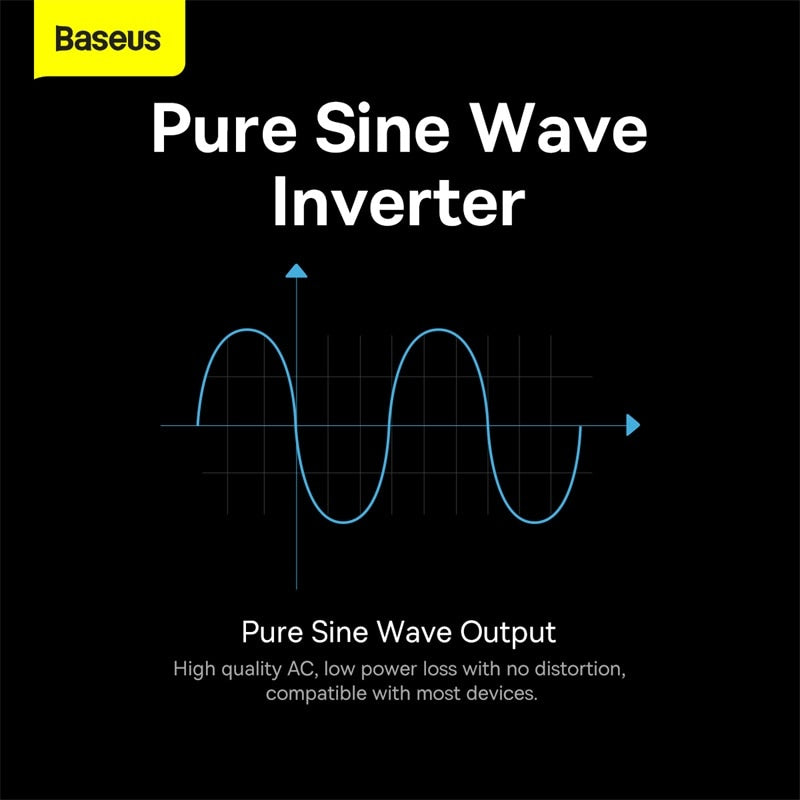 Baseus 500W Pure Sine Wave Inverter 12V to 220V 110V Current Converter Europe Camper EU US 300W Auto Power Socket Car Inverters