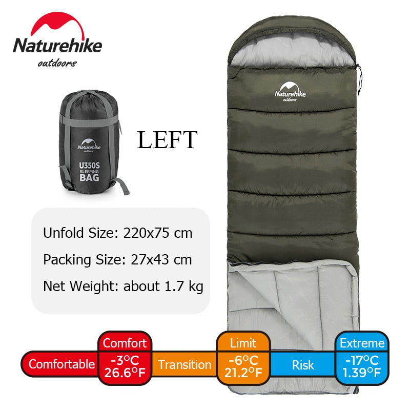 Naturehike Sleeping Bag Ultralight Compact Potable Envelope Winter Sleeping Bag Cotton Quilt Travel Outdoor Camping Sleeping Bag