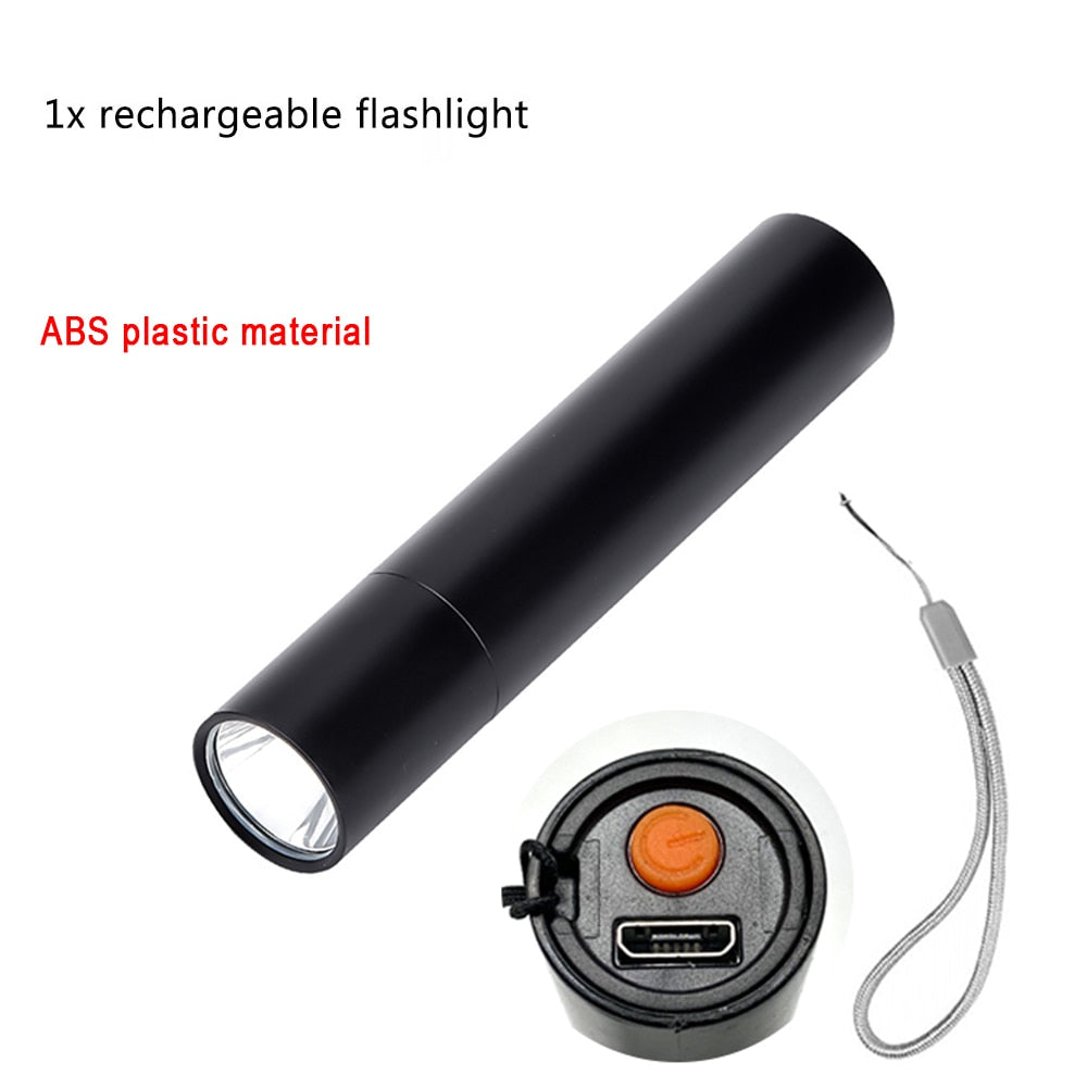 Portable Mini LED Flashlight XPE COB Flashlight with 3 Modes Rechargeable Zoom Flashlight Light Waterproof Camping Light