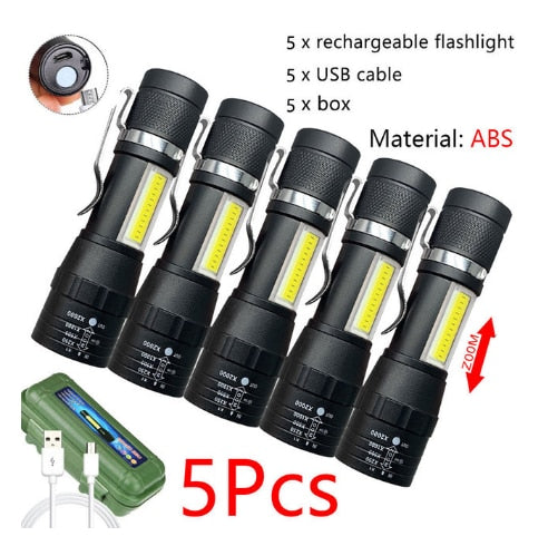 Portable Rechargeable Zoom LED Flashlight XP-G Q5 Flash Light Torch Lantern 3 Lighting Modes Camping Light Mini Led Flashlight