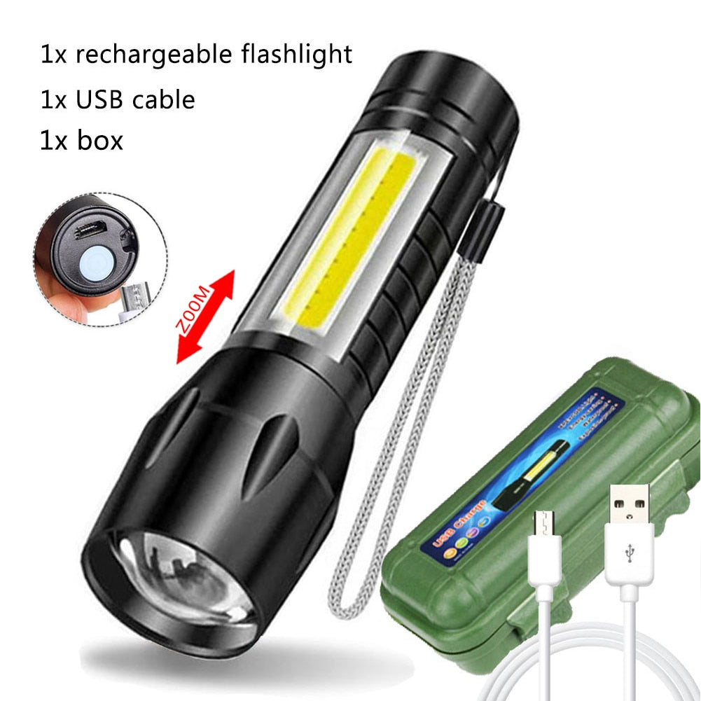 Portable Rechargeable Zoom LED Flashlight XP-G Q5 Flash Light Torch Lantern 3 Lighting Modes Camping Light Mini Led Flashlight