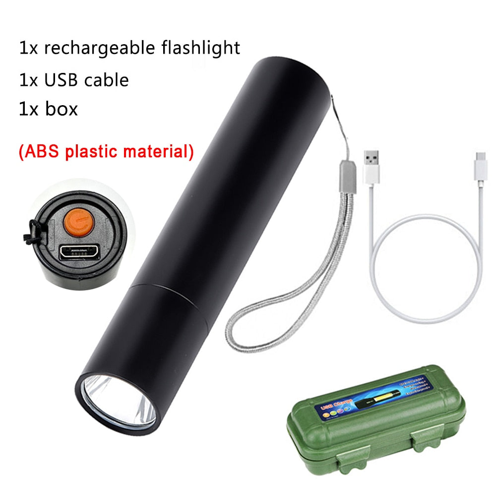 Portable Mini LED Flashlight XPE COB Flashlight with 3 Modes Rechargeable Zoom Flashlight Light Waterproof Camping Light