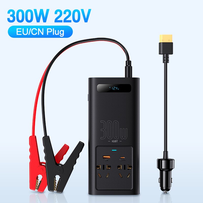 Baseus 500W Pure Sine Wave Inverter 12V to 220V 110V Current Converter Europe Camper EU US 300W Auto Power Socket Car Inverters