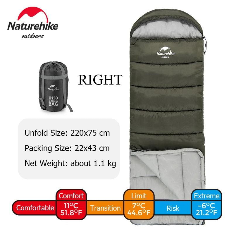 Naturehike Sleeping Bag Ultralight Compact Potable Envelope Winter Sleeping Bag Cotton Quilt Travel Outdoor Camping Sleeping Bag