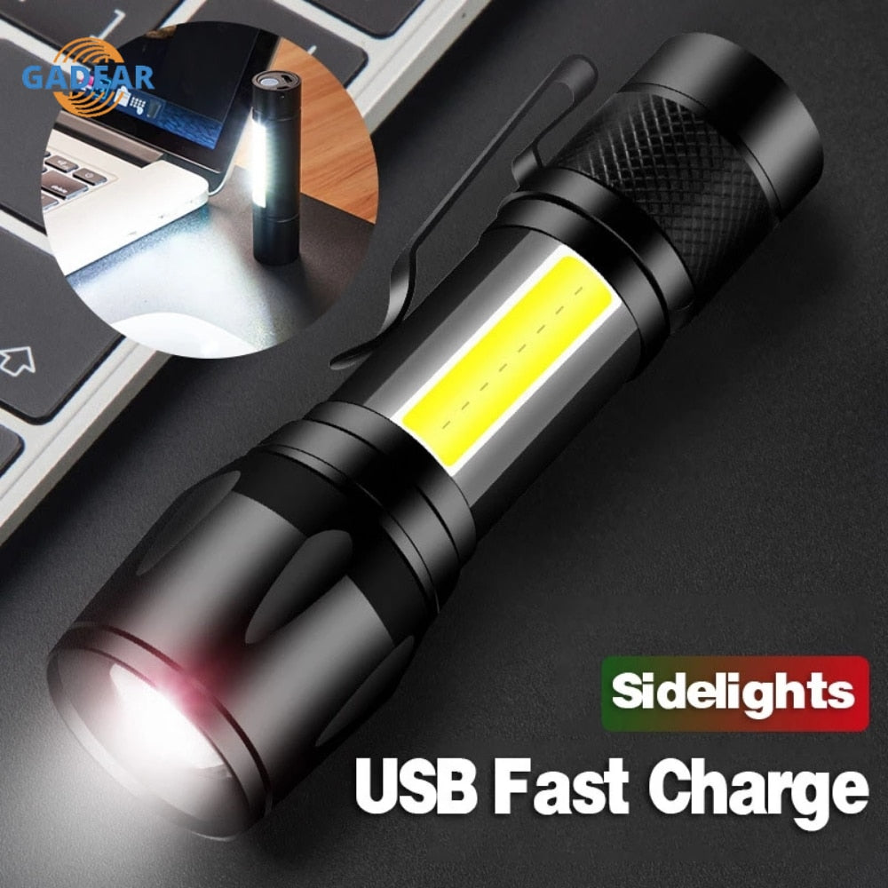 High Power Rechargeable LED Flashlight Mini Zoom Torch Outdoor Camping Strong Lamp Lantern Waterproof Tactical Flashlight