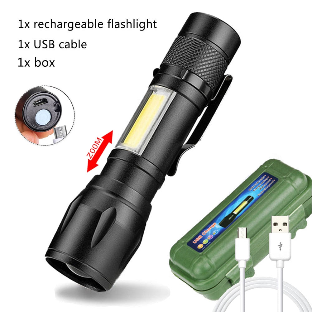 Portable Rechargeable Zoom LED Flashlight XP-G Q5 Flash Light Torch Lantern 3 Lighting Modes Camping Light Mini Led Flashlight