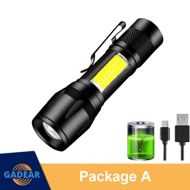 High Power Rechargeable LED Flashlight Mini Zoom Torch Outdoor Camping Strong Lamp Lantern Waterproof Tactical Flashlight