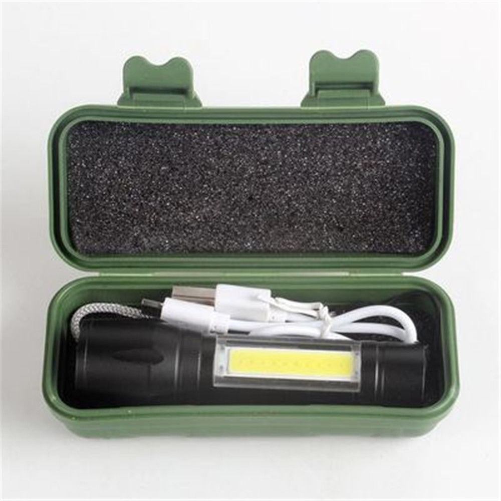 Portable Mini LED Flashlight XPE COB Flashlight with 3 Modes Rechargeable Zoom Flashlight Light Waterproof Camping Light