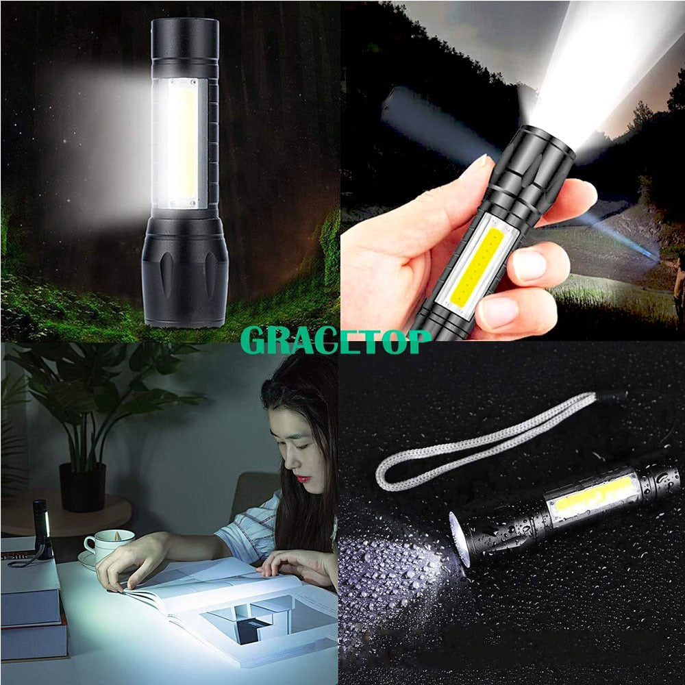 Portable Rechargeable Zoom LED Flashlight XP-G Q5 Flash Light Torch Lantern 3 Lighting Modes Camping Light Mini Led Flashlight