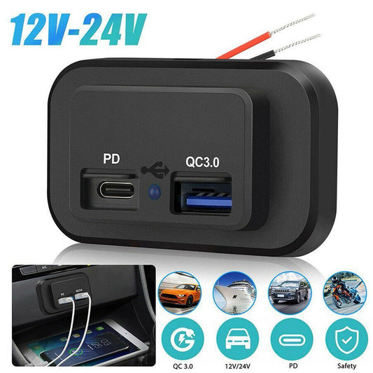 Dual USB Car Charger Socket 12V/24V 3.1A 4.8A USB Charging Outlet Power Adapter for Motorcycle Camper Truck ATV Boat Car RV New